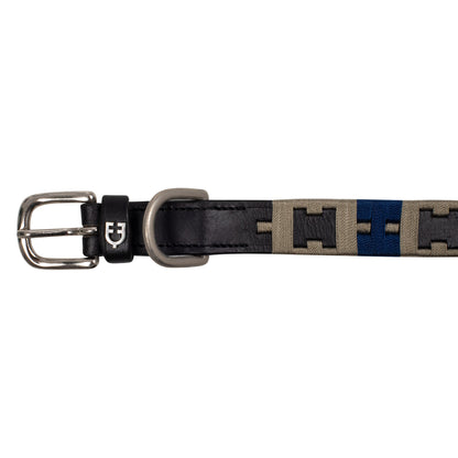 Collar de perro de cuero con motivo geométrico Equestro - Negro