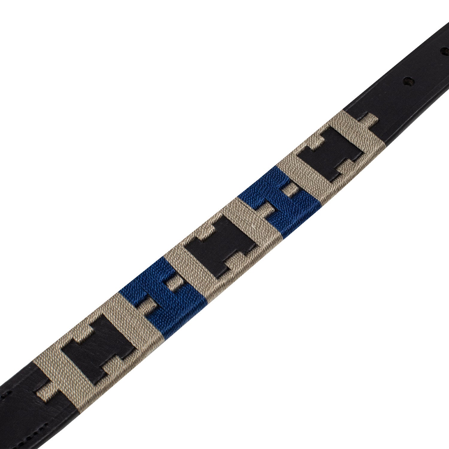 Collar de perro de cuero con motivo geométrico Equestro - Negro