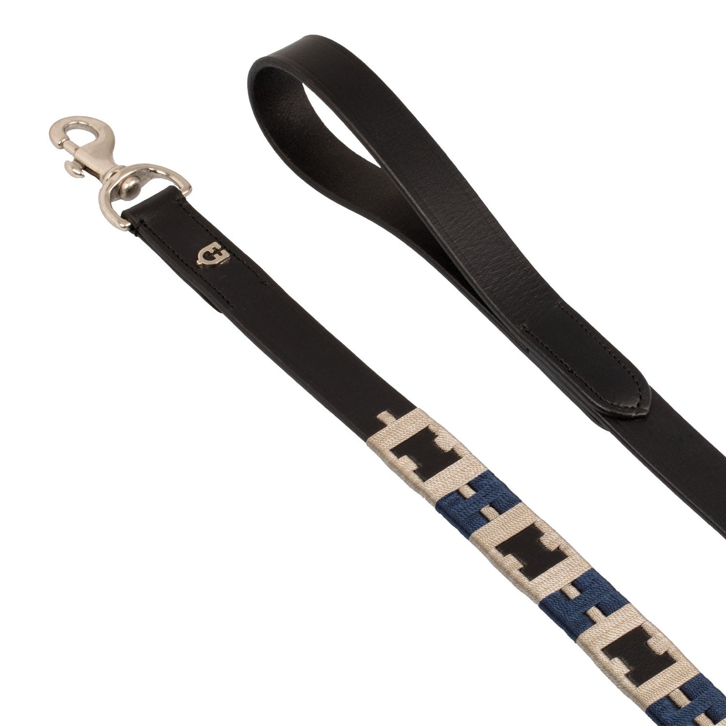 Correa de cuero para perro con motivo geométrico Equestro - Negro