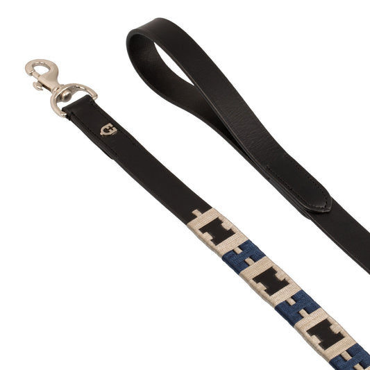 Correa de cuero para perro con motivo geométrico Equestro - Negro