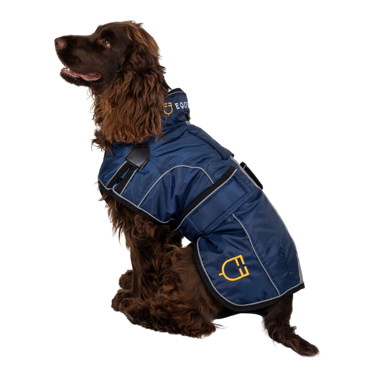 Abrigo para perro con ribete reflectante Equestro - Azul marino