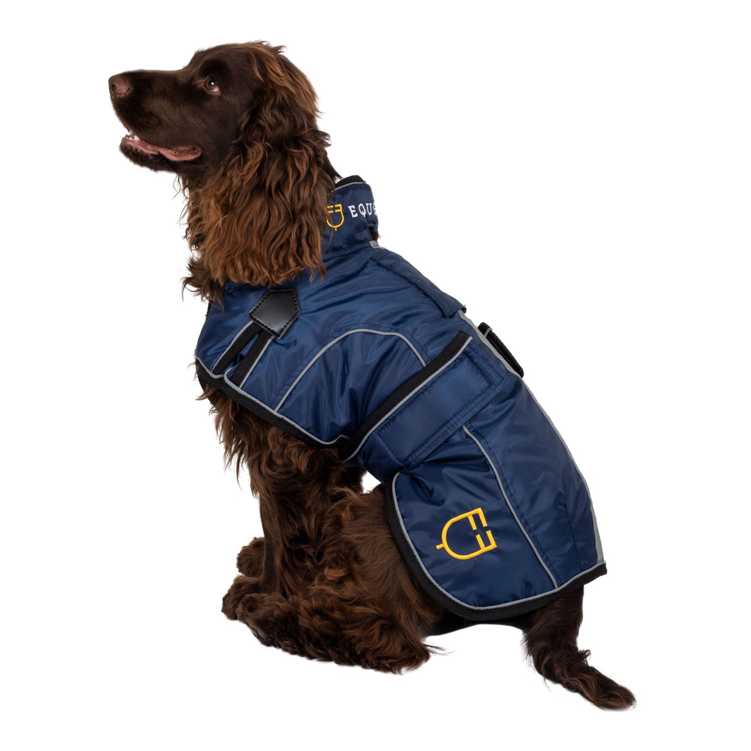 Abrigo para perro con ribete reflectante Equestro - Azul marino