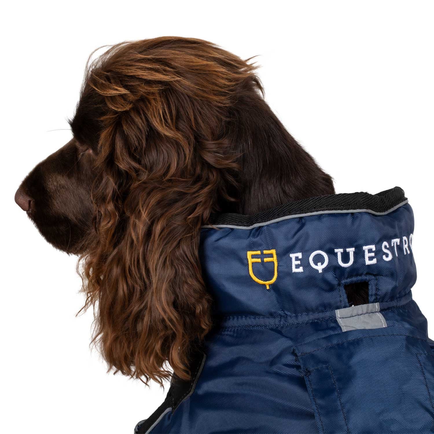 Abrigo para perro con ribete reflectante Equestro - Azul marino