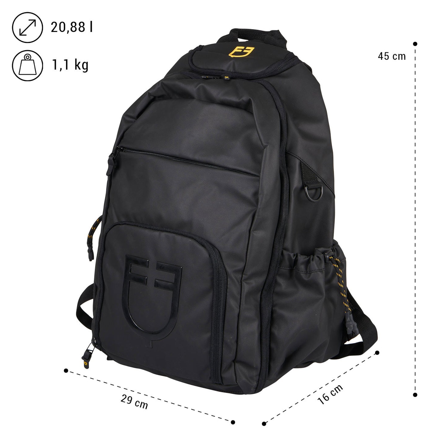 Mochila técnica unisex multibolsillos Equestro - Negro
