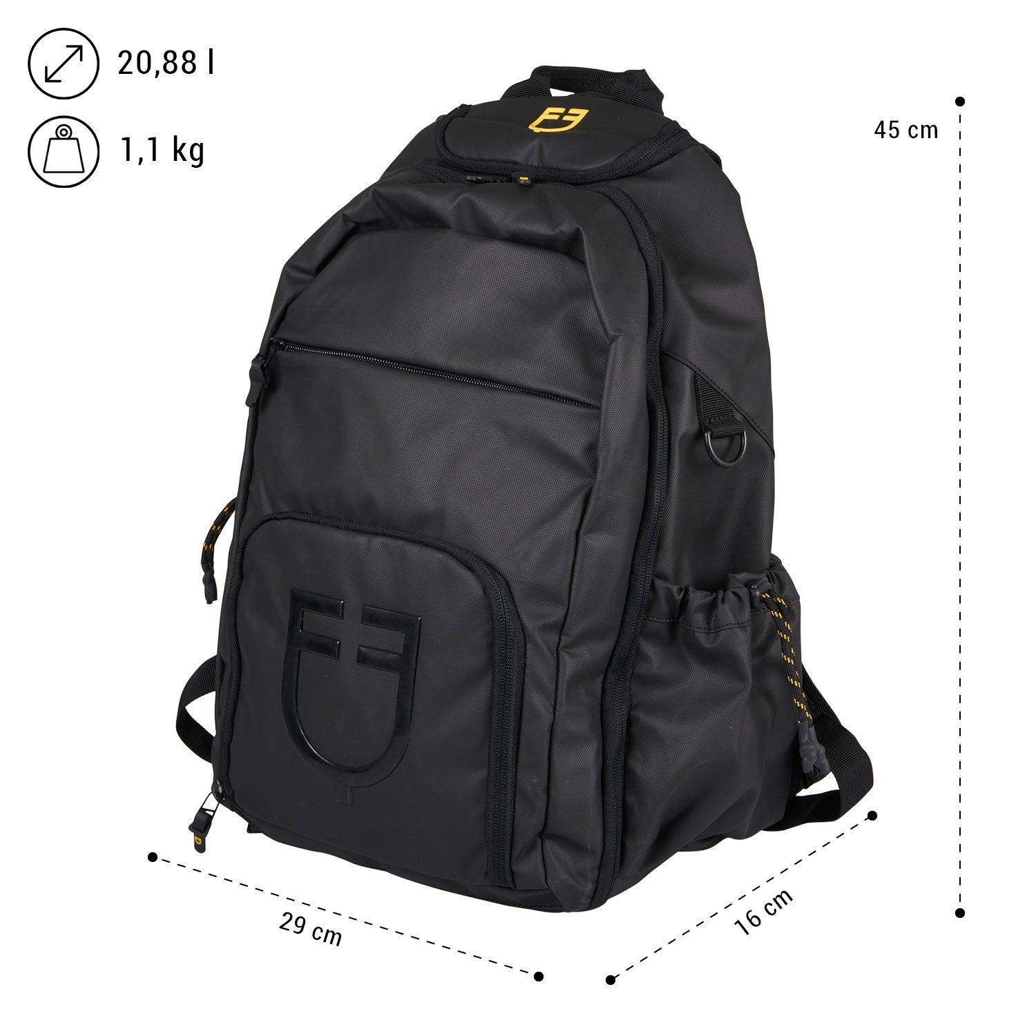 Mochila técnica unisex multibolsillos Equestro - Negro