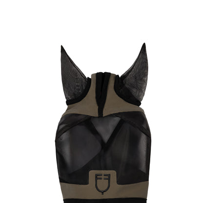 Máscara antimoscas con logotipo frontal Equestro - Walnut