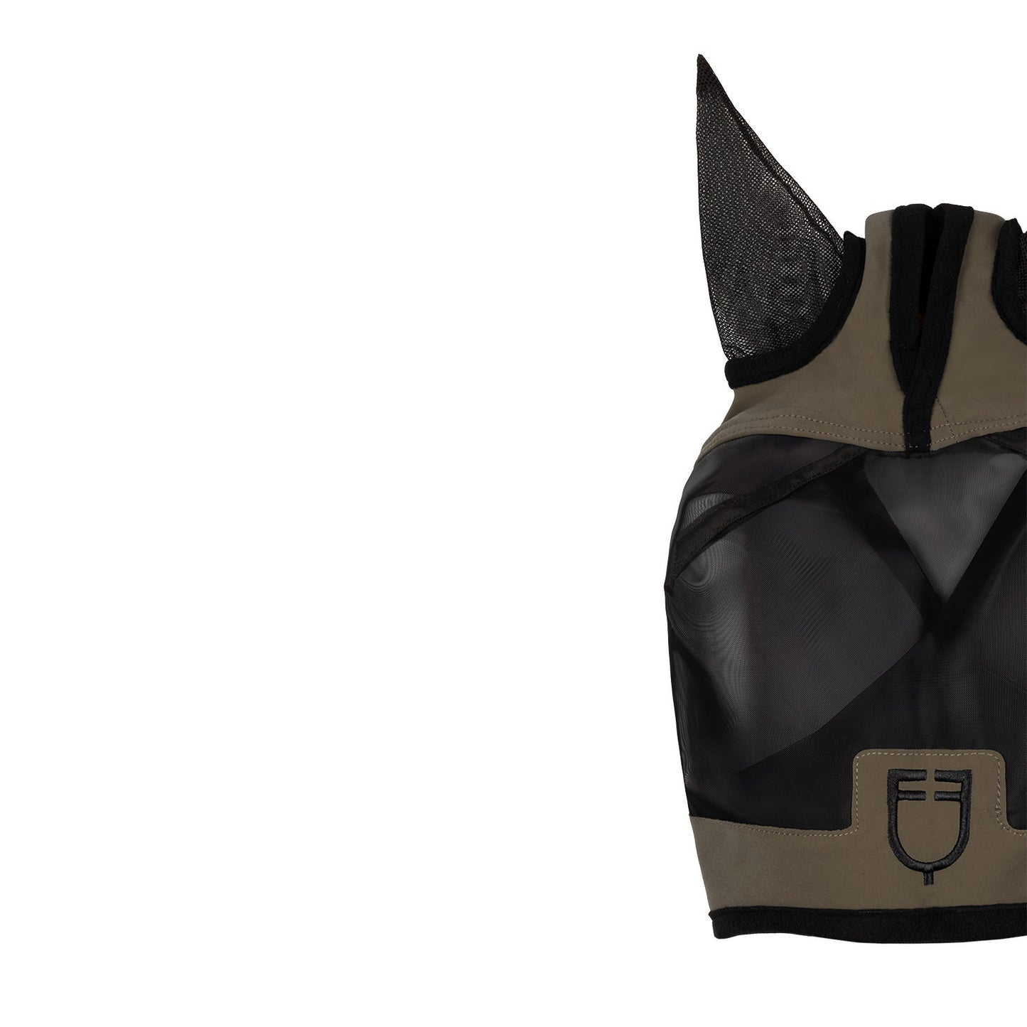 Máscara antimoscas con logotipo frontal Equestro - Walnut