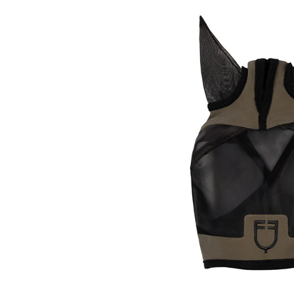 Máscara antimoscas con logotipo frontal Equestro - Walnut