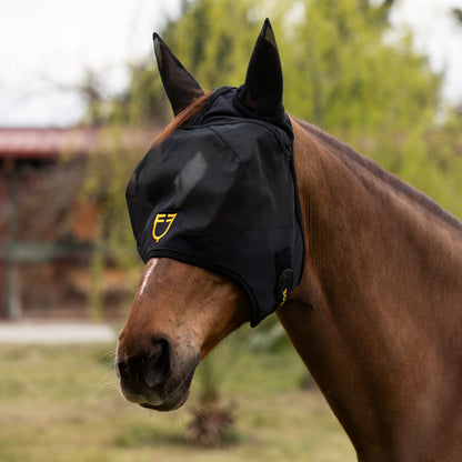 Máscara antimoscas con logotipo frontal Equestro - Negro