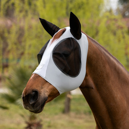 Máscara antimoscas de malla bicolor Equestro - Lunar Rock (14-4201)/Brilliant White