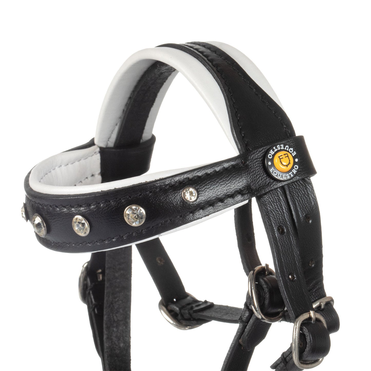 Brida para caballo de juguete cuero y strass Equestro - Negro