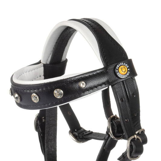 Brida para caballo de juguete cuero y strass Equestro - Negro