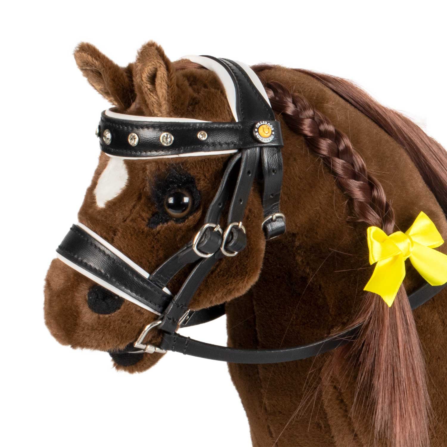 Brida para caballo de juguete cuero y strass Equestro - Negro