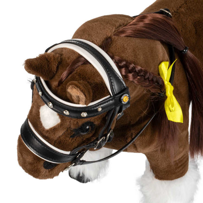 Brida para caballo de juguete cuero y strass Equestro - Negro