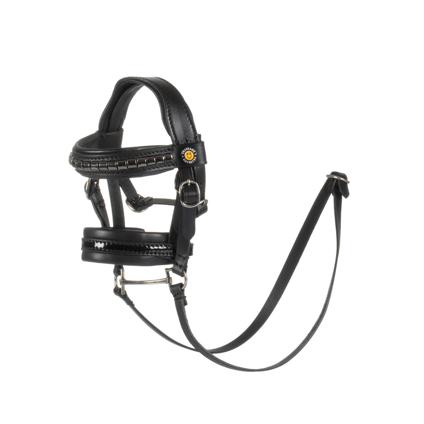 Brida para caballo de juguete cuero y clincher plateado Equestro