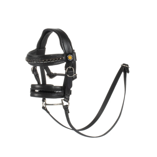 Brida para caballo de juguete cuero y clincher plateado Equestro