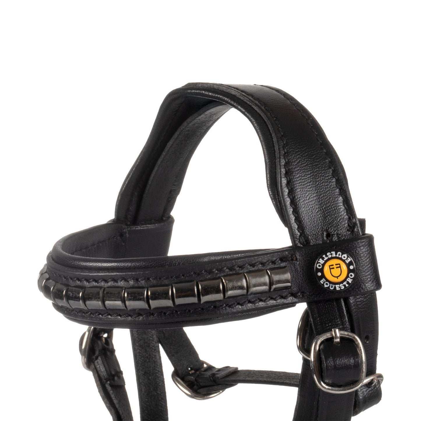Brida para caballo de juguete cuero y clincher plateado Equestro - Negro