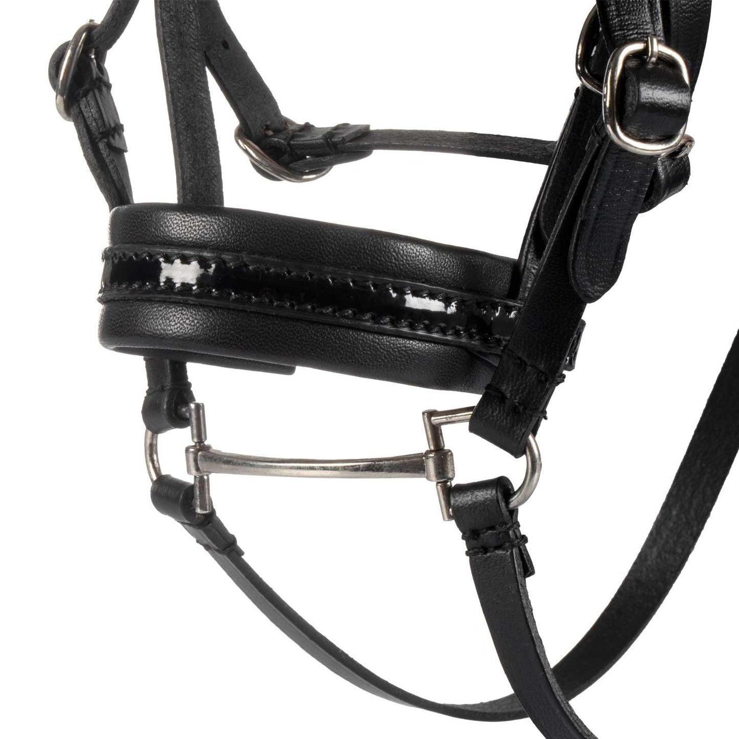 Brida para caballo de juguete cuero y clincher plateado Equestro - Negro