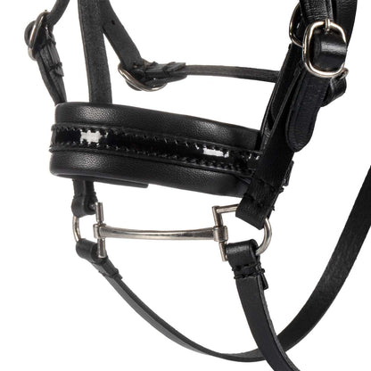 Brida para caballo de juguete cuero y clincher plateado Equestro - Negro