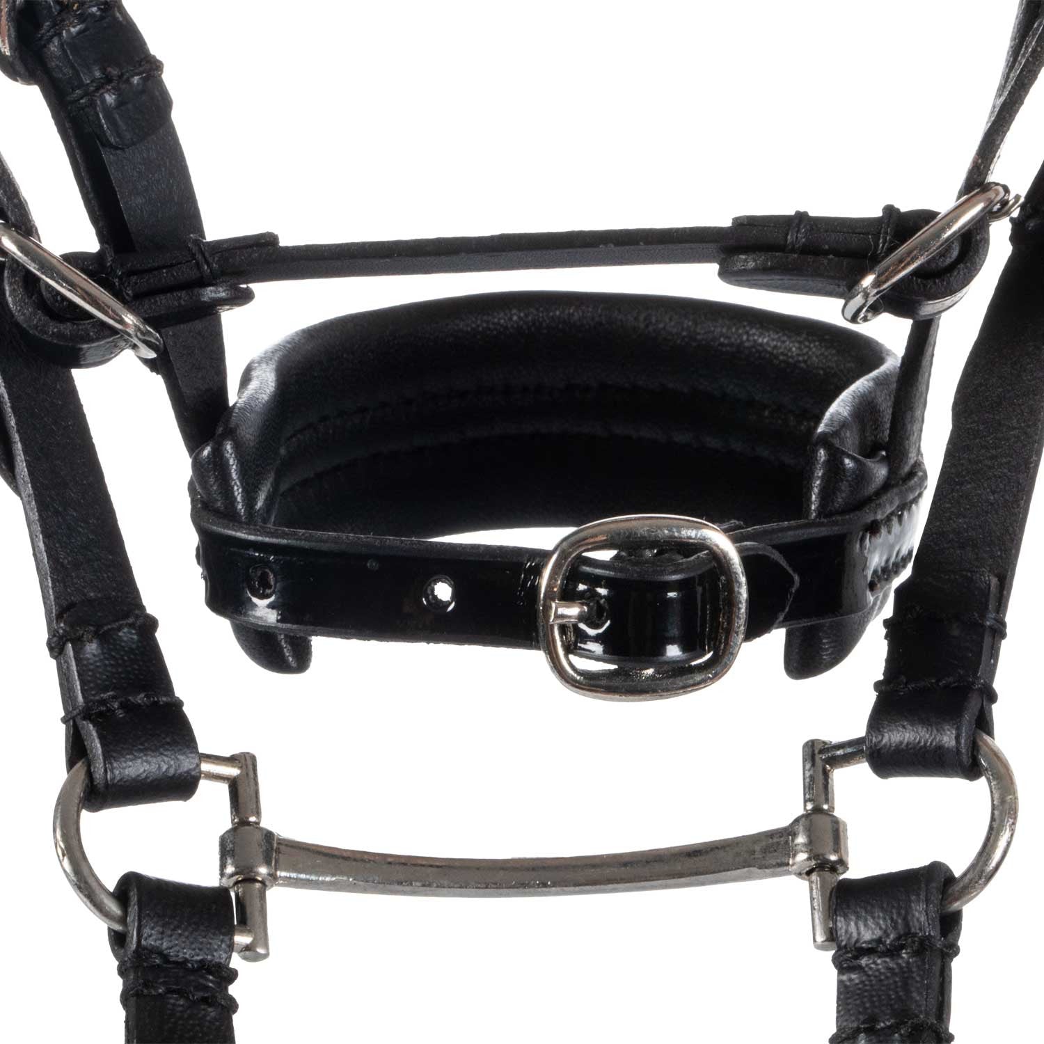 Brida para caballo de juguete cuero y clincher plateado Equestro - Negro