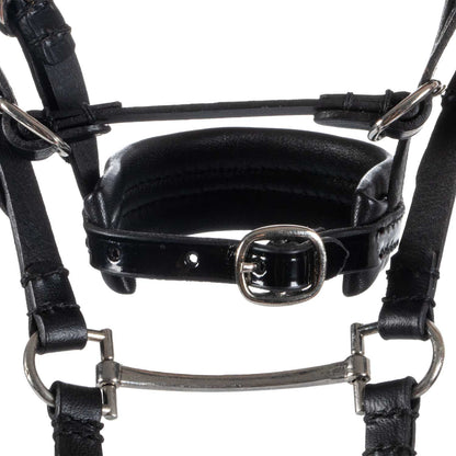 Brida para caballo de juguete cuero y clincher plateado Equestro - Negro