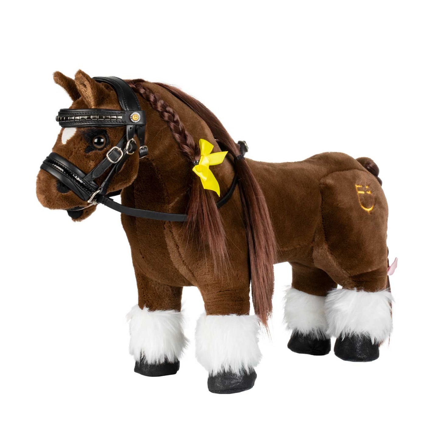 Brida para caballo de juguete cuero y clincher plateado Equestro - Negro