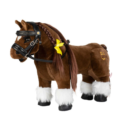Brida para caballo de juguete cuero y clincher plateado Equestro - Negro