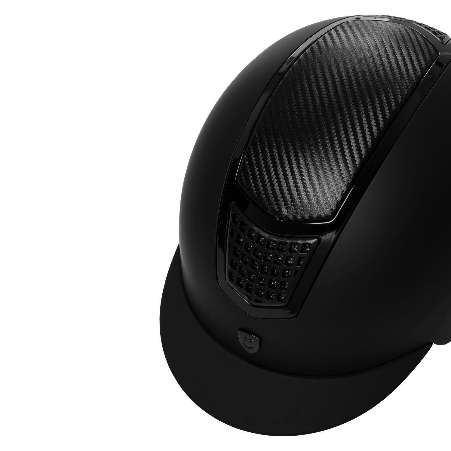 Casco unisex con inserto de carbono y marco brillante con homologación EN 1384-2023 Equestro - Black/Black