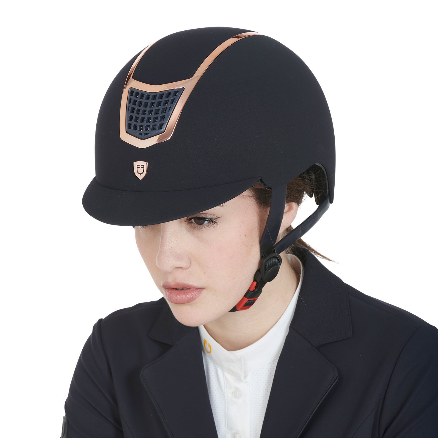 Gorra de terciopelo con ribete de color Equestro - Navy/Rose Gold