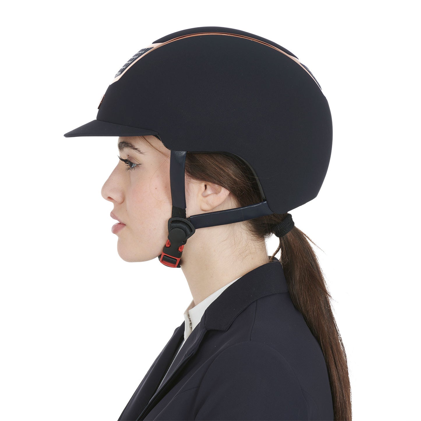 Gorra de terciopelo con ribete de color Equestro - Navy/Rose Gold
