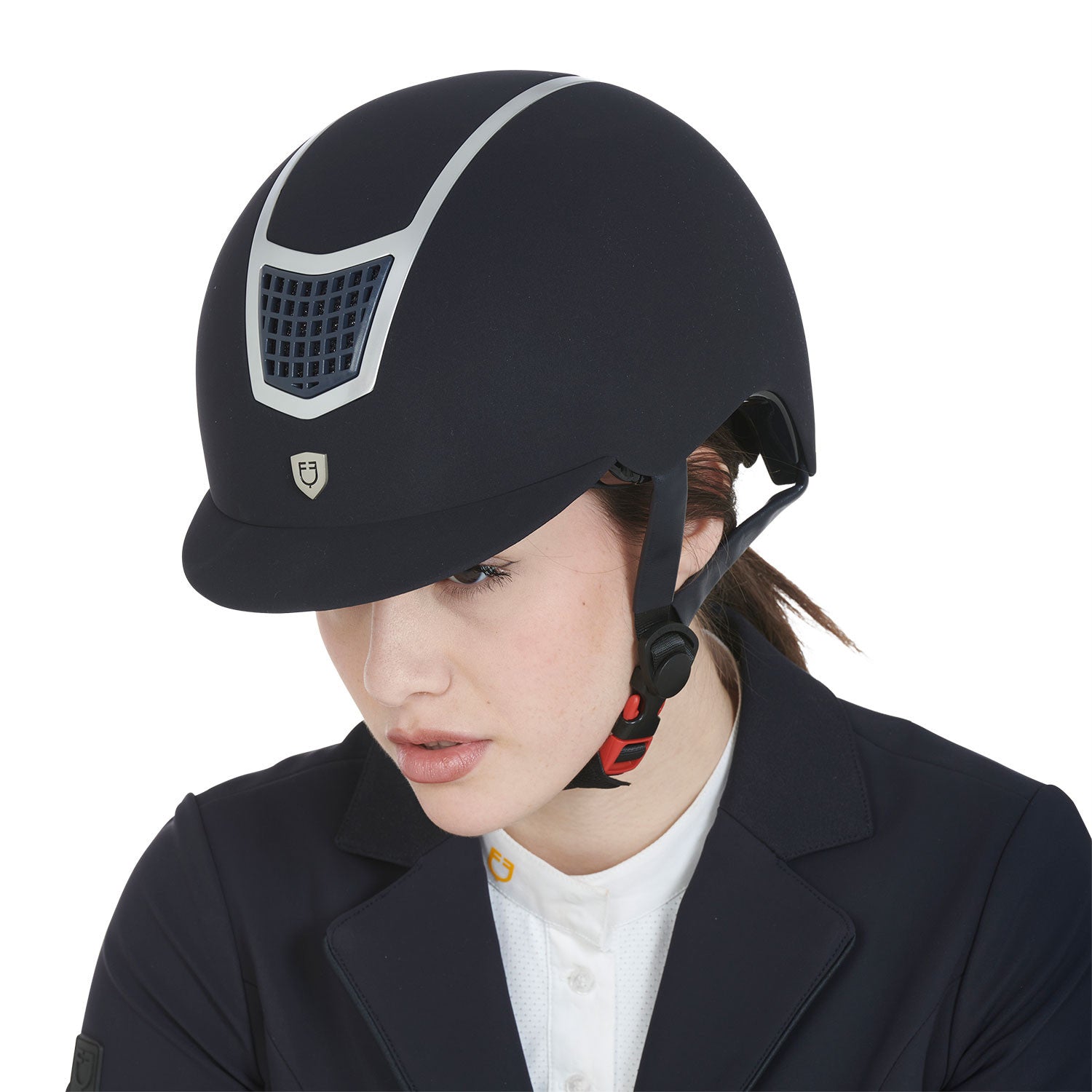 Gorra de terciopelo con ribete de color Equestro - Navy/Silver