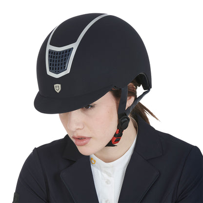 Gorra de terciopelo con ribete de color Equestro - Navy/Silver