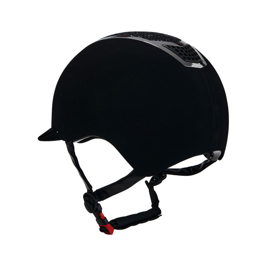 Gorra ultraligera de terciopelo con strass Equestro - Black/Silver
