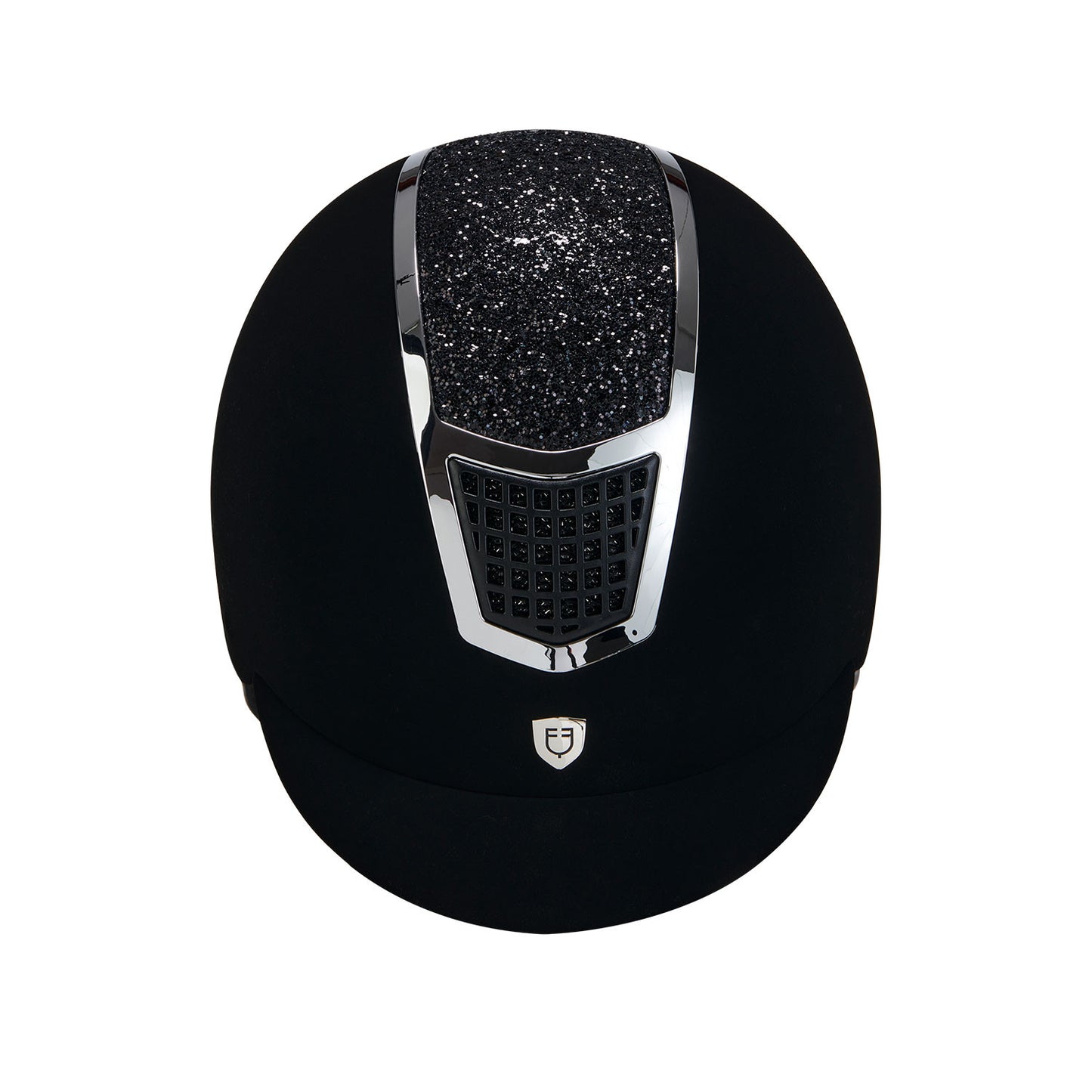 Gorra ultraligera de terciopelo con strass Equestro - Black/Silver