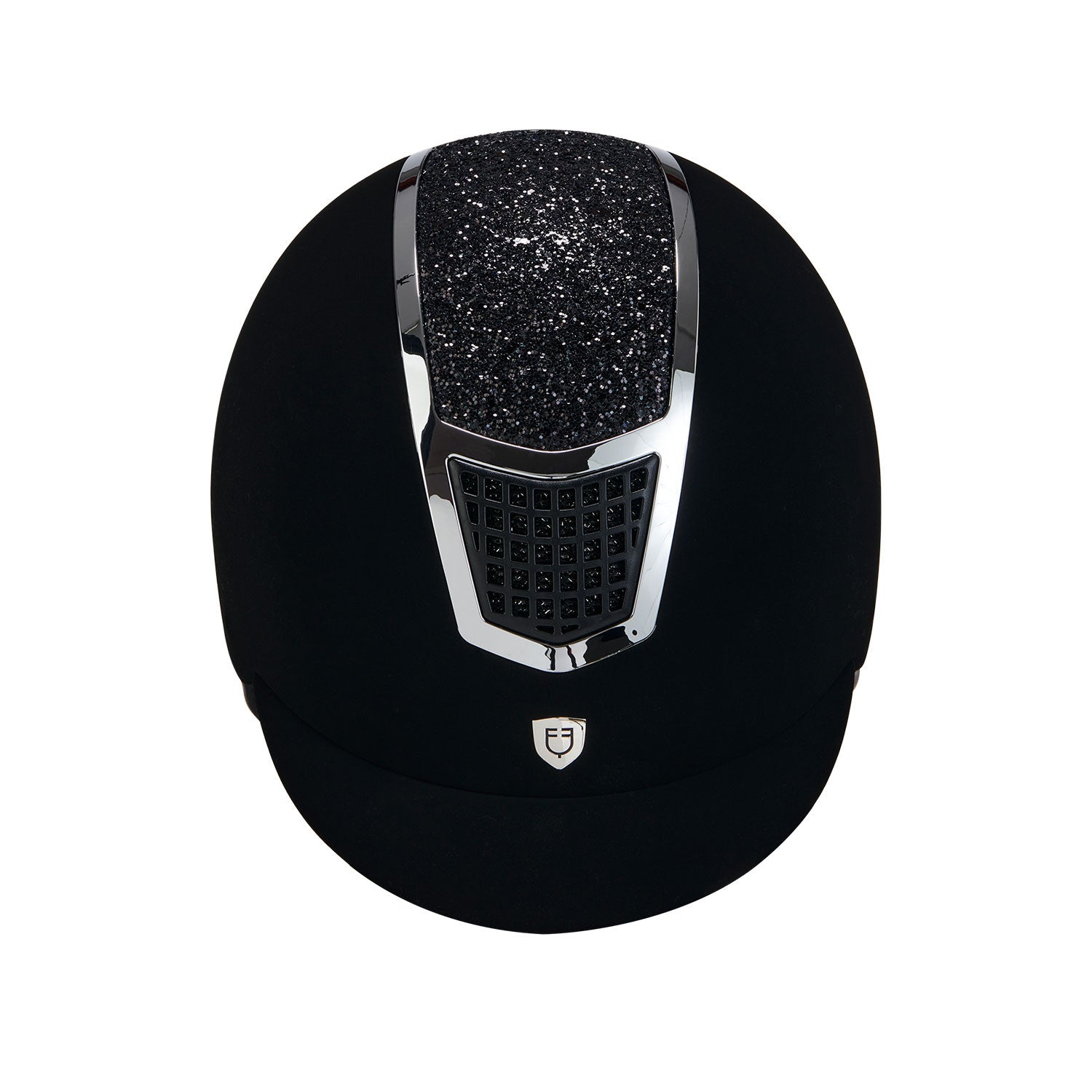 Gorra ultraligera de terciopelo con strass Equestro - Black/Silver