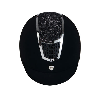 Gorra ultraligera de terciopelo con strass Equestro - Black/Silver