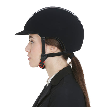 Gorra ultraligera de terciopelo con strass Equestro - Black/Silver