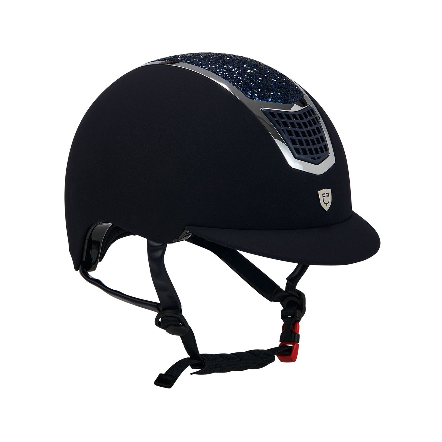 Gorra ultraligera de terciopelo con strass Equestro - Navy/Silver