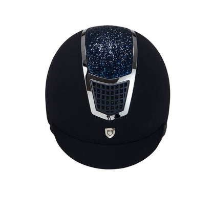 Gorra ultraligera de terciopelo con strass Equestro - Navy/Silver