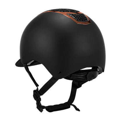 Casco con brillo homologación EN 1384-2023 Equestro - Black/Rose Gold