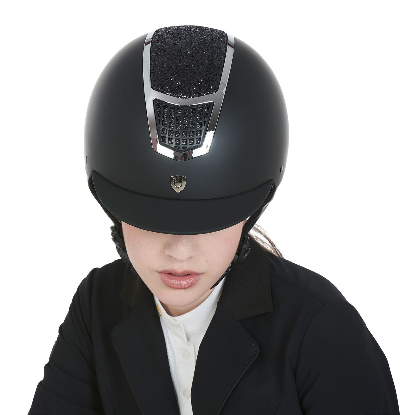 Casco con brillo homologación EN 1384-2023 Equestro - Black/Silver