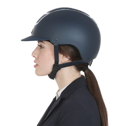 Casco con brillo homologación EN 1384-2023 Equestro - Navy/Silver