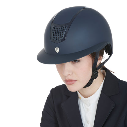 Gorra ultraligera de plástico opaco resistente con homologación EN 1384-2023 Equestro - Navy/Navy