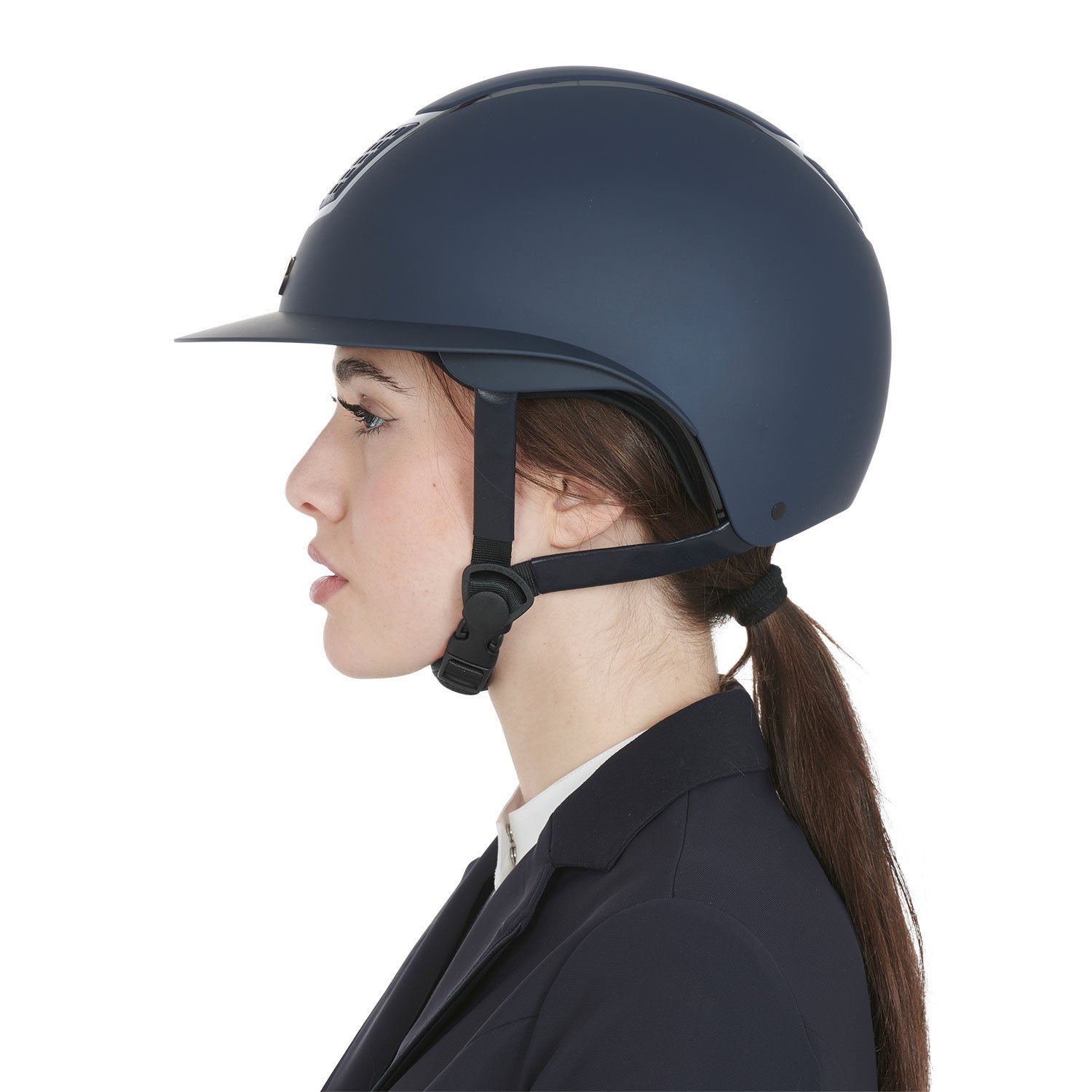 Gorra ultraligera de plástico opaco resistente con homologación EN 1384-2023 Equestro - Navy/Navy