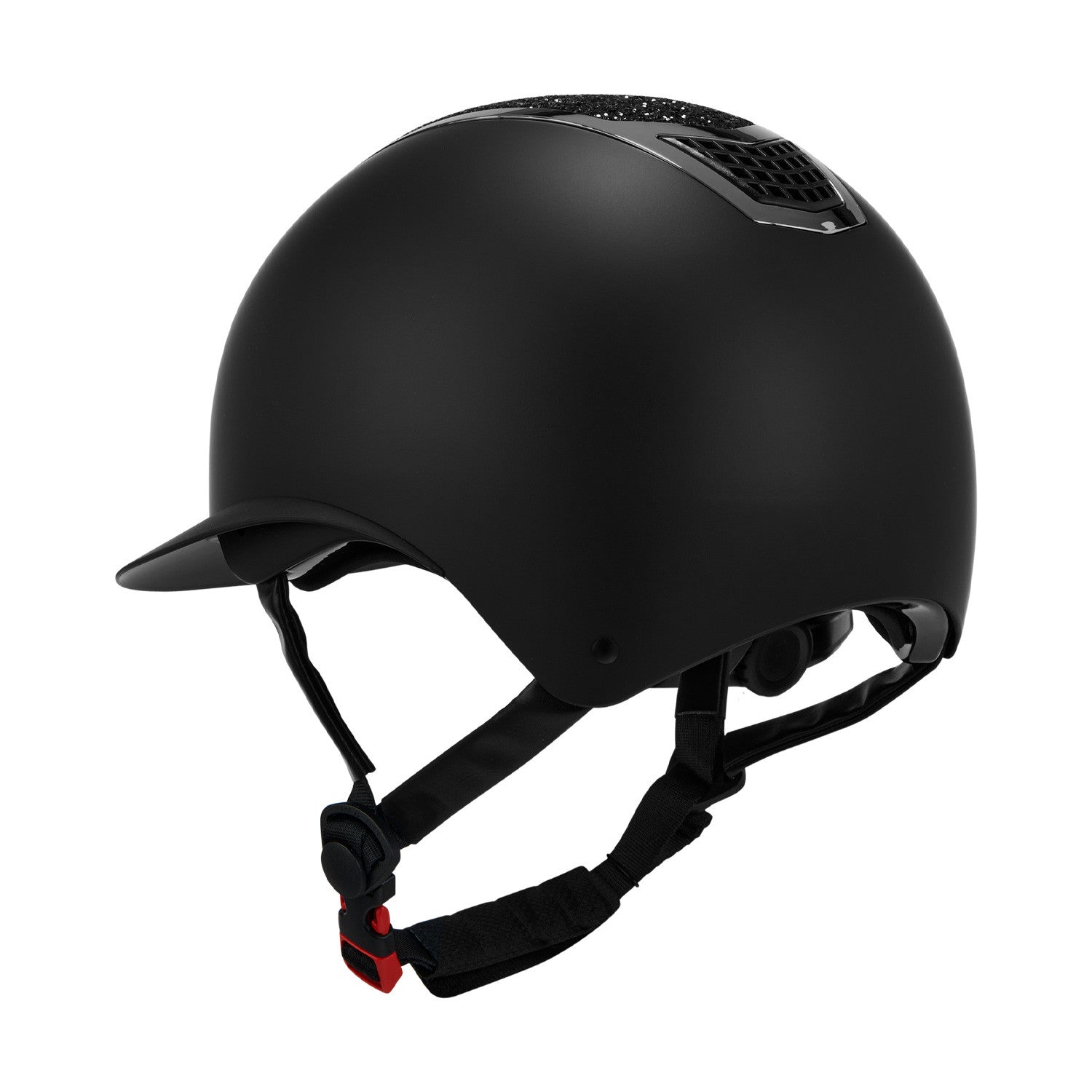 Casco con brillos y visera ancha homologación EN 1384-2023 Equestro - Black/Silver