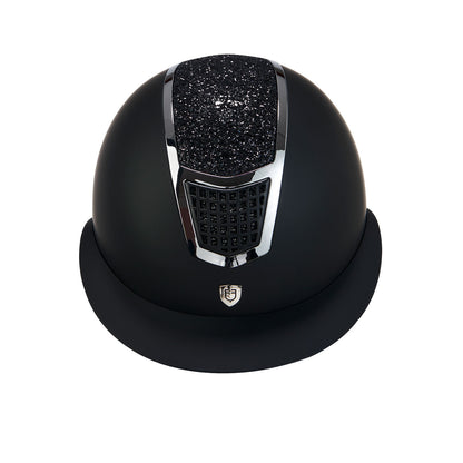 Casco con brillos y visera ancha homologación EN 1384-2023 Equestro - Black/Silver