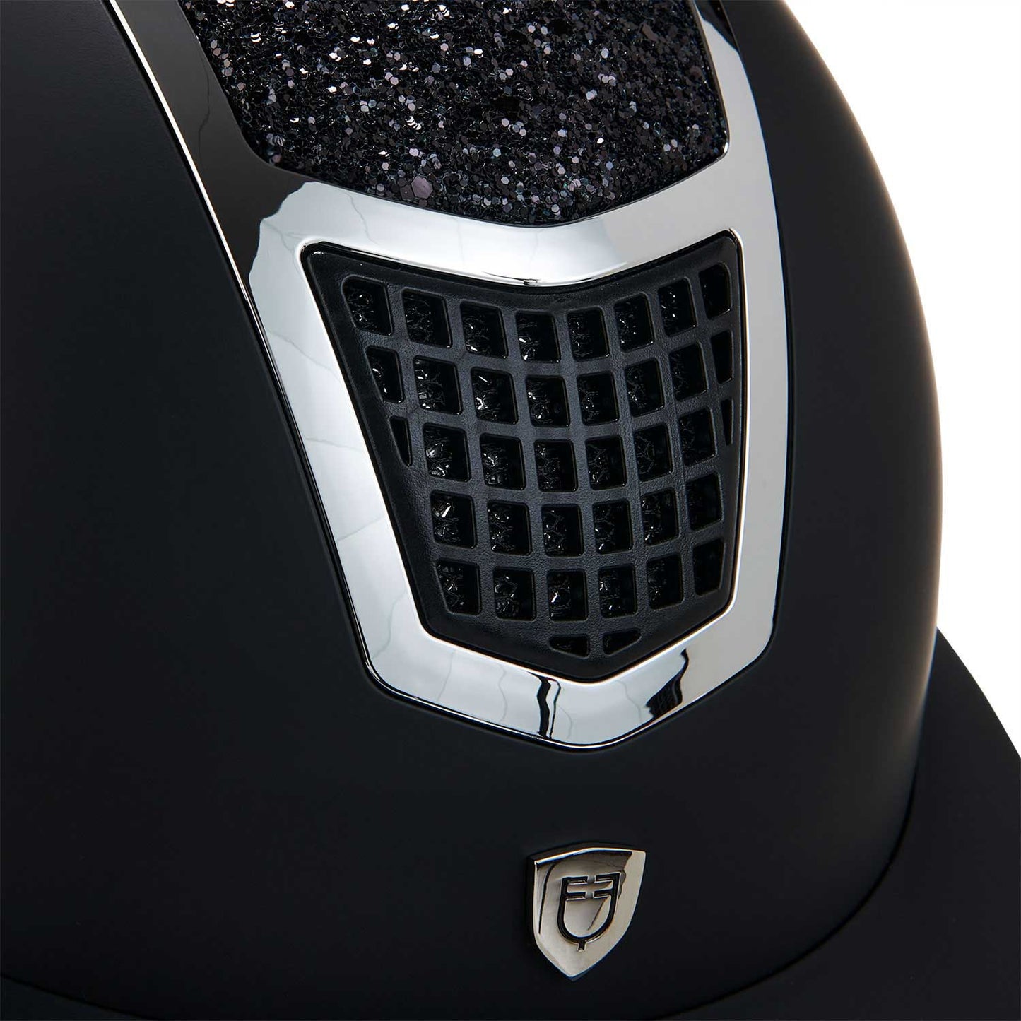 Casco con brillos y visera ancha homologación EN 1384-2023 Equestro - Black/Silver