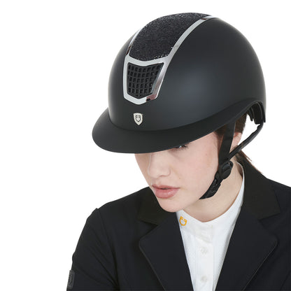 Casco con brillos y visera ancha homologación EN 1384-2023 Equestro - Black/Silver