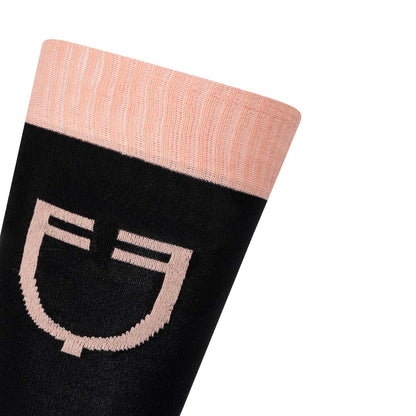 Calcetín técnico con logo en contraste Equestro - Black/Pink