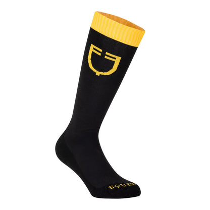 Calcetín técnico con logo en contraste Equestro - Black/Yellow